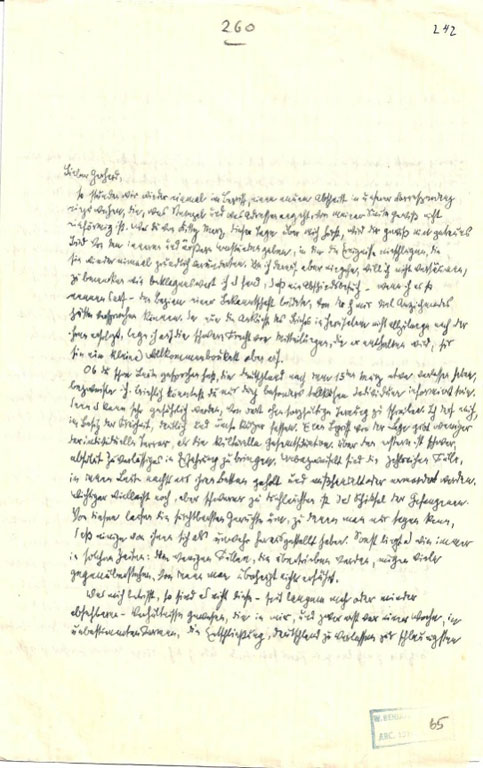 Letter by Walter Benjamin to Gershom Scholem, Paris, 20 March 1933, p.1, NLI